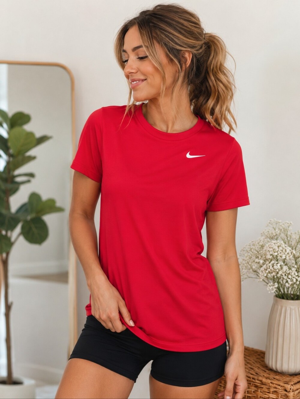 Nike Women's Red Athletic Workout Tee Size Medium